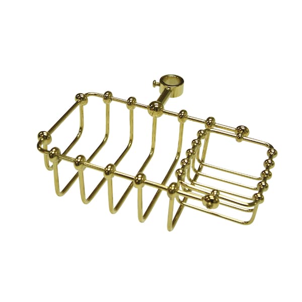 7" Riser Mount Soap Basket, Polished Brass